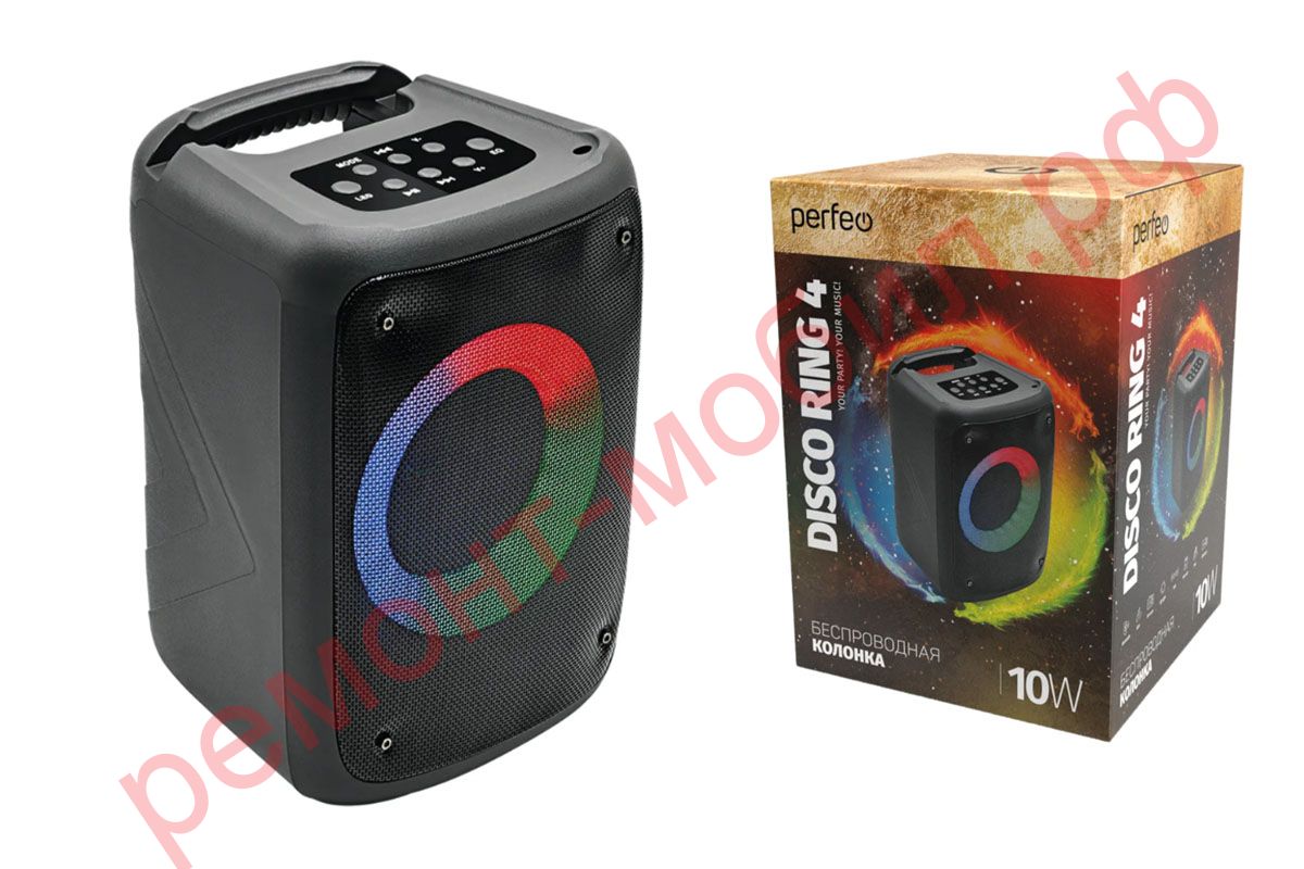 Bluetooth-колонка Perfeo "DISCO RING" 4" LED, FM, MP3 USB/microSD, AUX, TWS, MIC