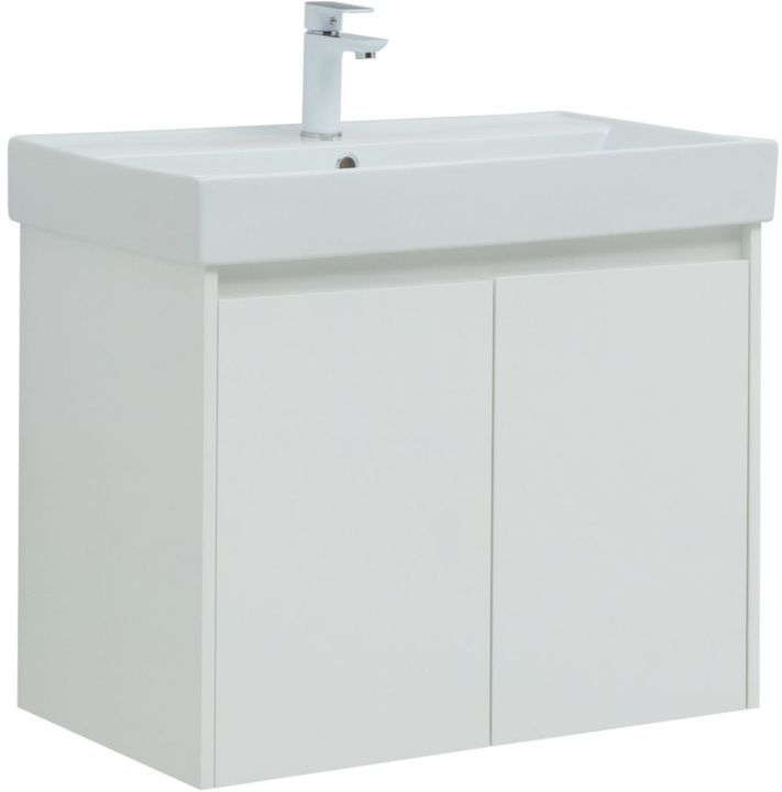 Тумба с раковиной Aquanet Nova Lite 75 белый глянец (2 дверцы) 00302526