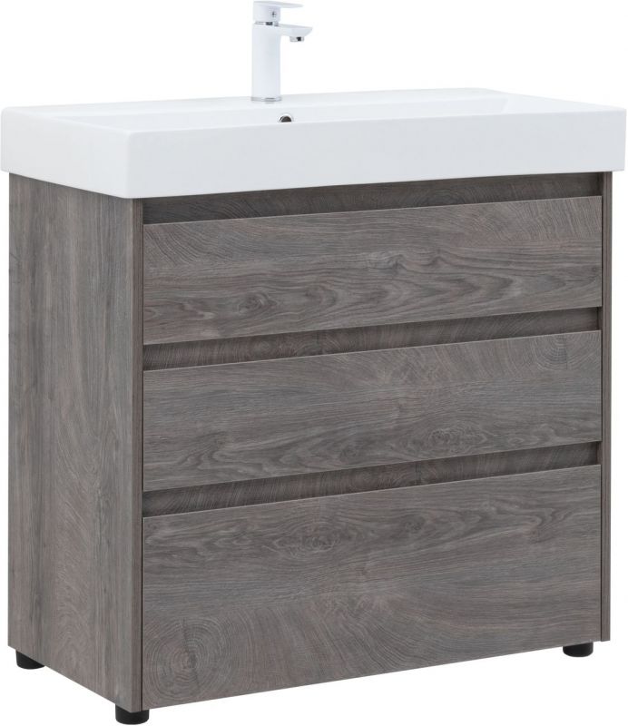 Тумба с раковиной Aquanet Nova Lite 85 дуб рошелье (3 ящика) 00307079