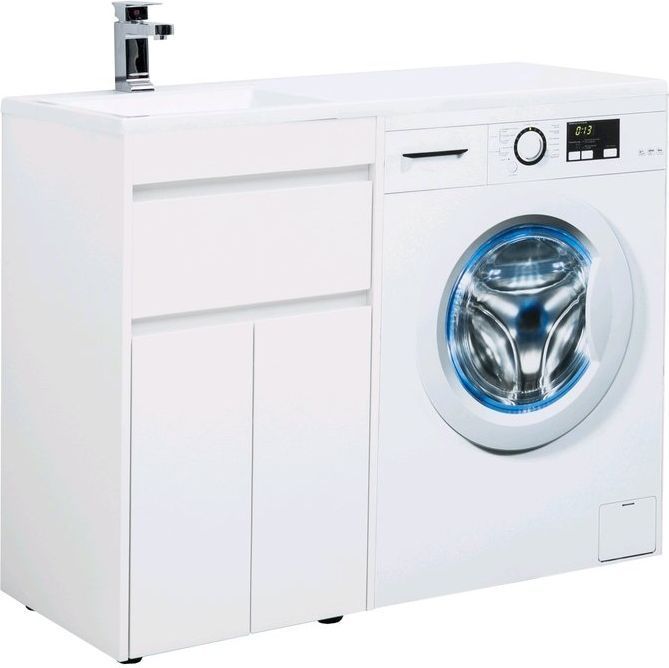 Тумба с раковиной Aquanet Токио 110 L белый (напольная, 1 ящик, 2 дверцы) 00239204