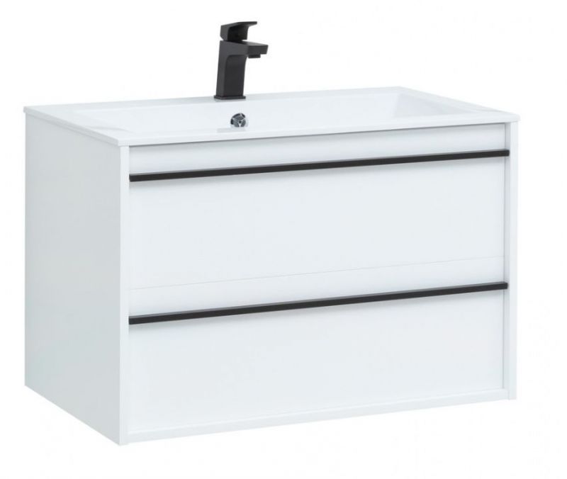 Тумба с раковиной Aquanet Lino 80 белый матовый 00271947