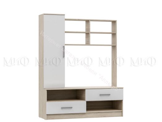 Гостиная Мартина центральная секция Белый глянец, Дуб Сонома