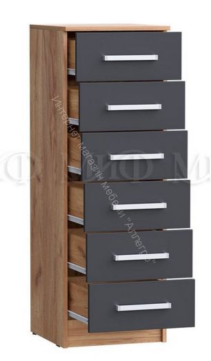 Комод 400 Мартина ЛДСП Графит, Дуб Крафт