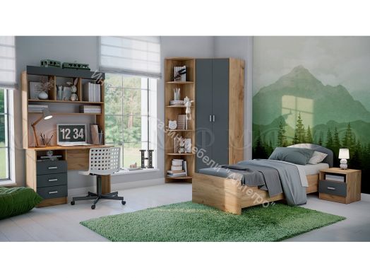 Стол письменный Мартина ЛДСП Графит, Дуб Крафт