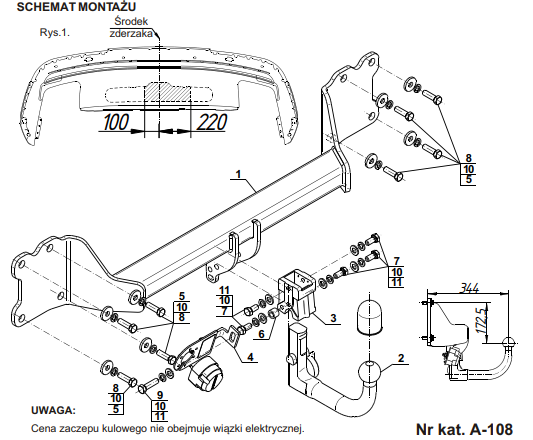Фаркоп Audi Q7 2015- вертикальное быстросъемное крепление шара на ключе