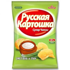 Чипсы РУССКАЯ КАРТОШКА 80г Сметана/лук