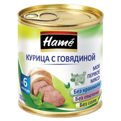 ДП Пюре HAME 100г Курица с говядиной ж/б