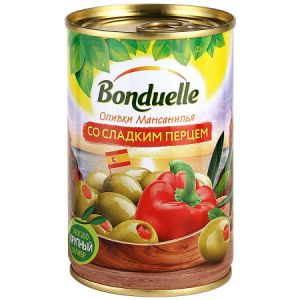 Оливки BONDUELLE 240/260г со сладким перцем ж/б 12шт