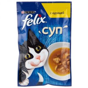 Корм д/кошек FELIX 48г Суп с курицей