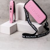 Balmain Hair Эксклюзивный ЛИМИТИРОВАННЫЙ Беспроводной титановый РОЗОВЫЙ выпрямитель в роскошном клатче