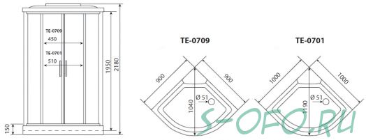 Душевая кабина Timo eco TE-0709 Р