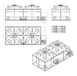 Схема. Транспортная кассета 10м³ (1000л - 2х5000) для КАС медиум ДКМПХБG2