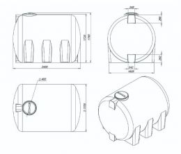Чертеж. Емкость H 5000 литров с откидной крышкой черный