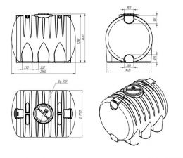 Схема. Емкость HR 5000 литров черная пластиковая
