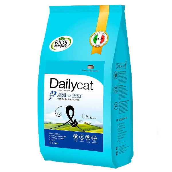 Сухой корм для кошек DailyCat Adult Exi Care Fish & Rice с рыбой и рисом