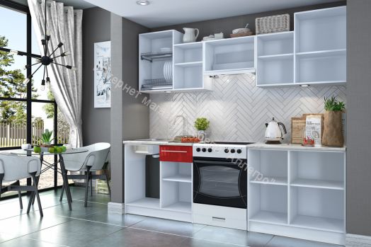 Кухонный гарнитур "Бланка" СТЛ.234.00 (Белый/Красный феррари глянец)