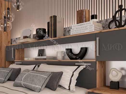 Модульная спальня Бася Графит/Дуб крафт