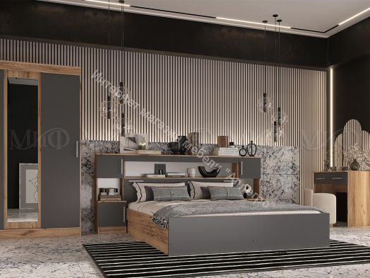 Тумбы прикроватные Бася (2 шт) Графит/Дуб крафт