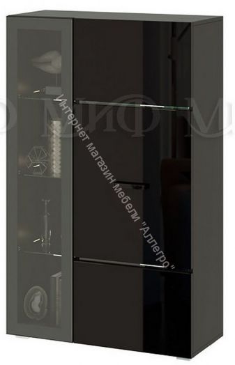 Шкаф с полками Николь Черный глянец
