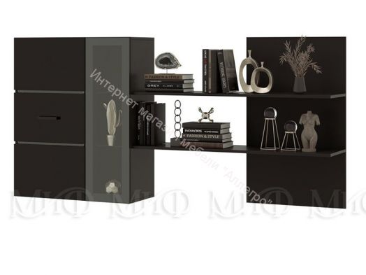 Шкаф навесной с полкой Николь Черный глянец