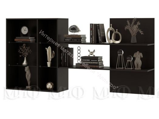 Шкаф навесной с полкой Николь Черный глянец