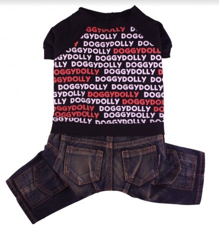 Костюм с джинсами" Doggy dolly "черный (XS L, XL)