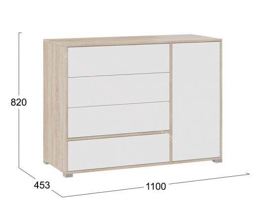 Комод комбинированный "Тейлор" (Дуб сонома/Белый ясень)