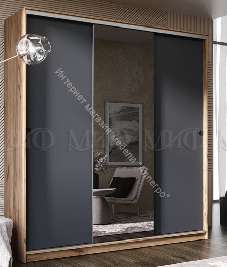 Шкаф-купе Альянс 1,5 м Графит, Дуб крафт