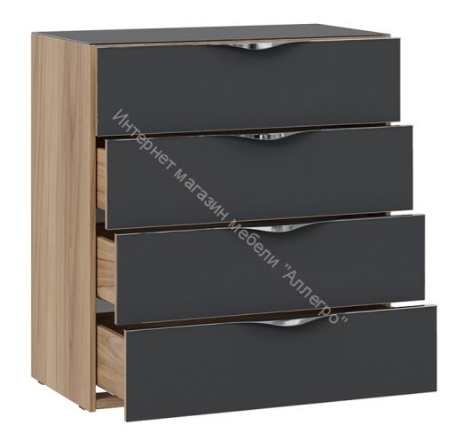 Комод «Глосс» (Яблоня Беллуно/Стекло графит матовый)