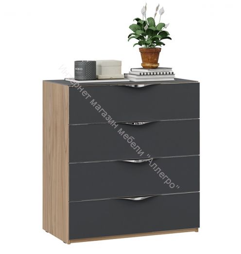 Комод «Глосс» (Яблоня Беллуно/Стекло графит матовый)