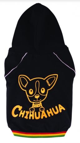 Футболка с капюшоном "Чихуашка" черная (XS,L, XL)