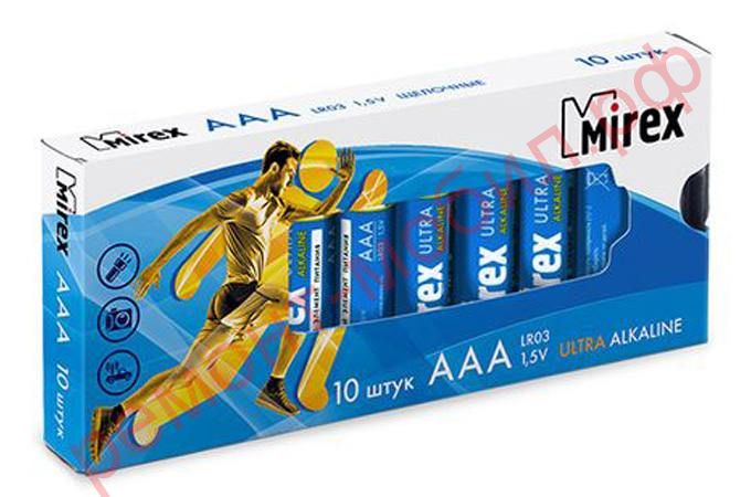 Батарейка алкалиновая Mirex LR03 / AAA 1,5V цена за 10 шт (10/960), multipack (23702-LR03-M10)