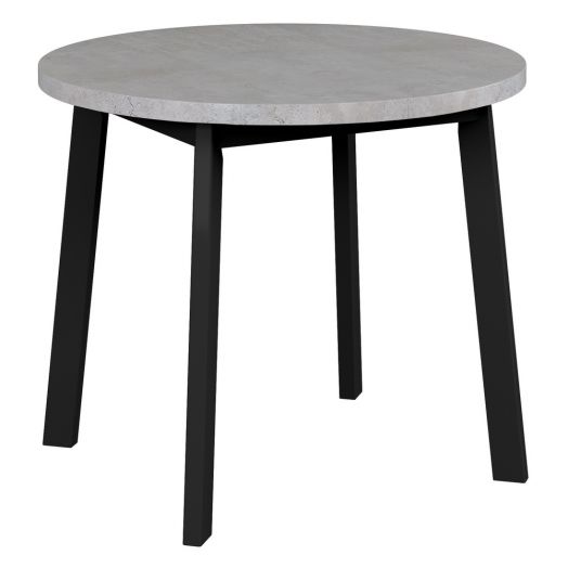 Стол Next круглый раскладной 90-120x90x76,5см, Бетон 
Лайт, чёрный