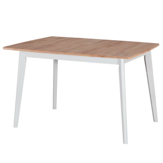 Стол Oslo раскладной 120-160x80x76см, Дуб Навара, 
белый