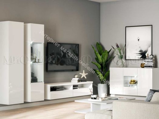 Гостиная Флорис Белый глянец