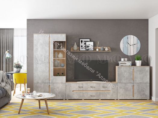 Тумба ТВ Ким Бетон темный/Дуб Сонома