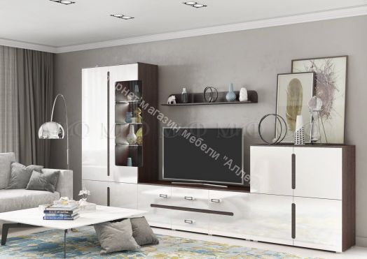 Гостиная Ким Белый глянец/Дуб Венге