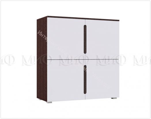 Тумба 4-х створчатая Ким Белый глянец/ Дуб Венге