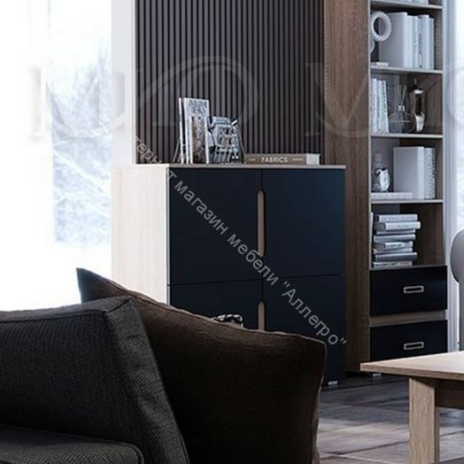 Тумба 4-х створчатая Ким Белый глянец/ Дуб Венге