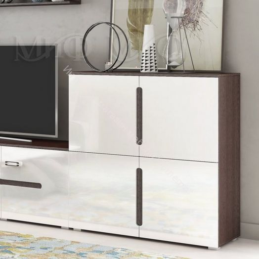 Тумба 4-х створчатая Ким Белый глянец/ Дуб Венге