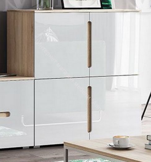 Тумба 4-х створчатая Ким Белый глянец/Дуб Сонома