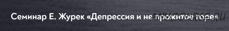 [МИП] Депрессия и не прожитое горе (Елена Журек)