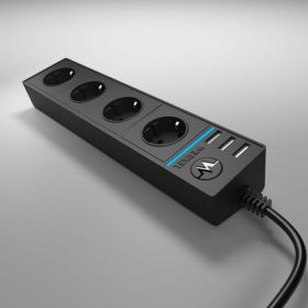 Блок Розеточный 4-х Местный Werkel WL20-04-03 Черный, 3 USB / Веркель