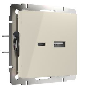Розетка Werkel W1171803 Слоновая Кость, USB тип A+С / Веркель