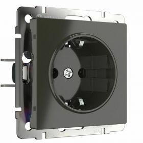 Розетка с Заземлением и Шторками Werkel W1171107 Серо-Коричневая / Веркель