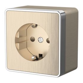 Розетка с Заземлением и Шторками Werkel Gallant W5071110 Шампань Рифленая / Веркель