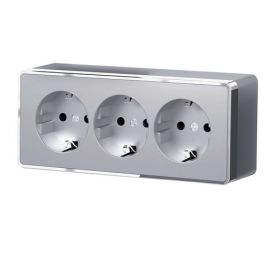 Розетка с Землением и Шторками Werkel Galant W5073106 Серебряная / Веркель