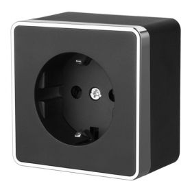 Розетка с Землением и Шторками Werkel Gallant W5071135 Черная, Хром / Веркель