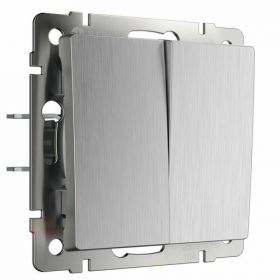 Выключатель Двухклавишный Проходной Werkel WL09-SW-2G-2W Серебряный Рифленый / Веркель
