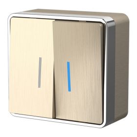 Выключатель Двухклавишный с Подсветкой Werkel Gallant W5020110 Шампань Рифленый / Веркель